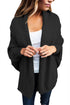 Sexy Black Chunky Knit Open Front Dolman Cardigan